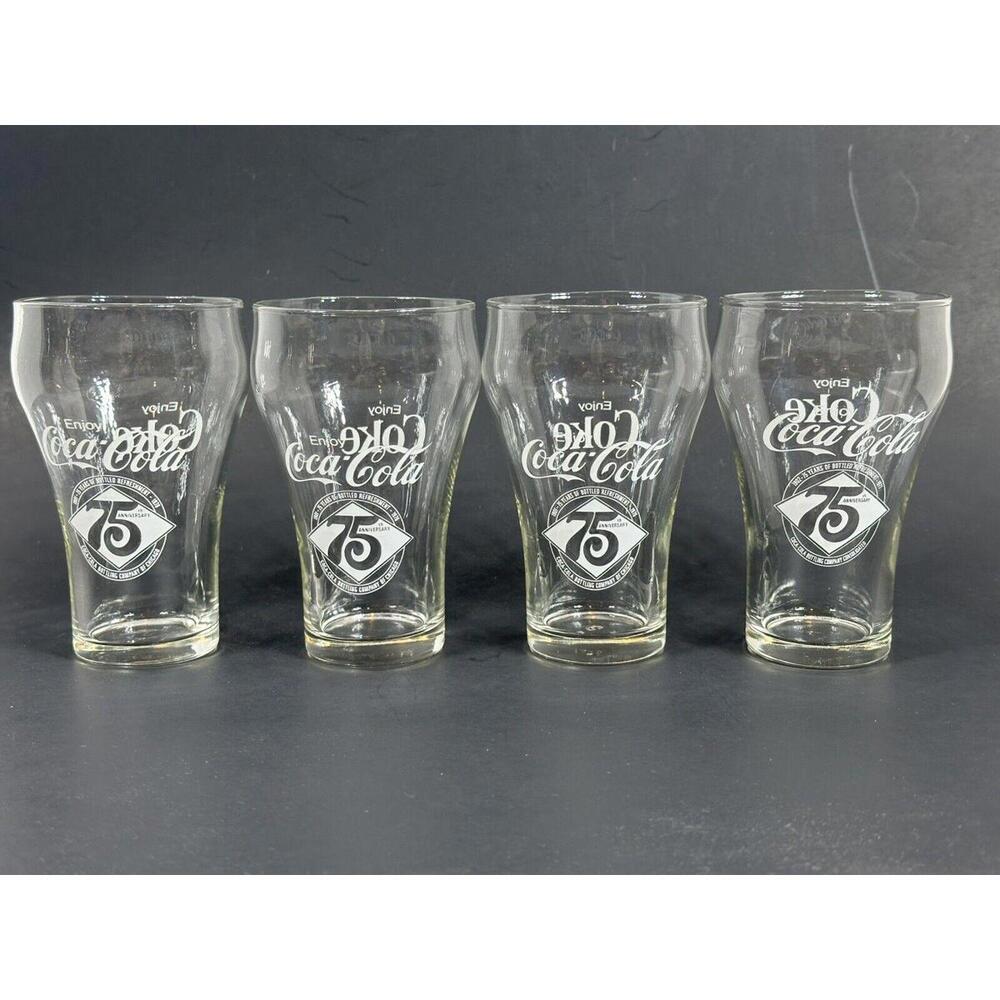 Vintage Coca-Cola 75th Anniversary Coke Glass 12 ozβ 1976 Set of 4 Chicago